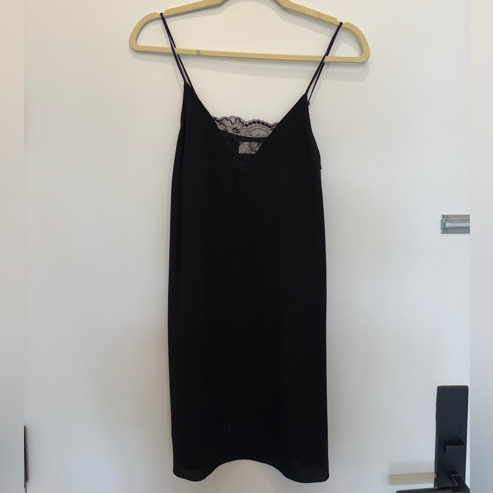 Wilfred Black Slip Dress with Lace Detail